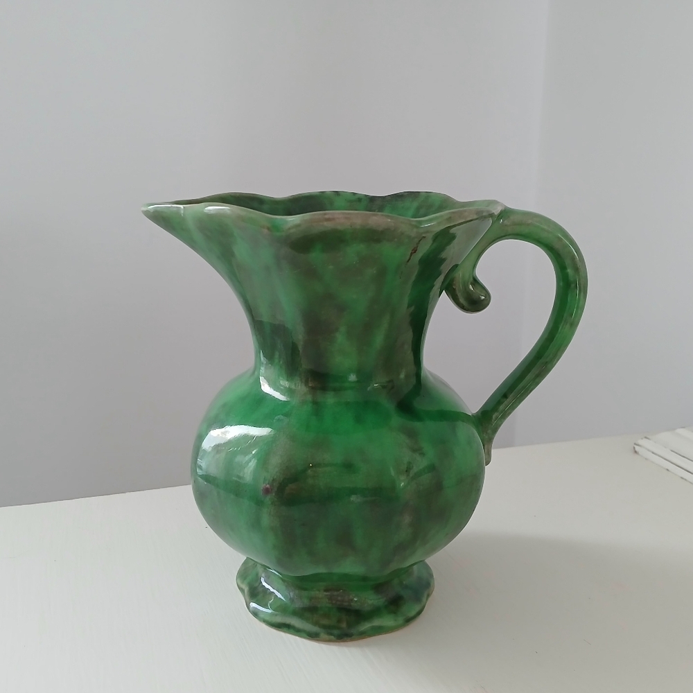 Vintage Footed Pottery Jug / Vase